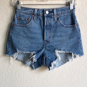 Levi’s Womens 501 Button Fly Cutoff Jean Shorts Denim 24